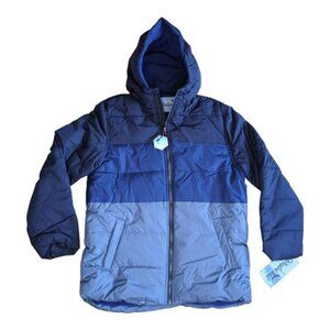 NEW Whales Tail Color Block Hooded Puffer Coat Blue for Boy